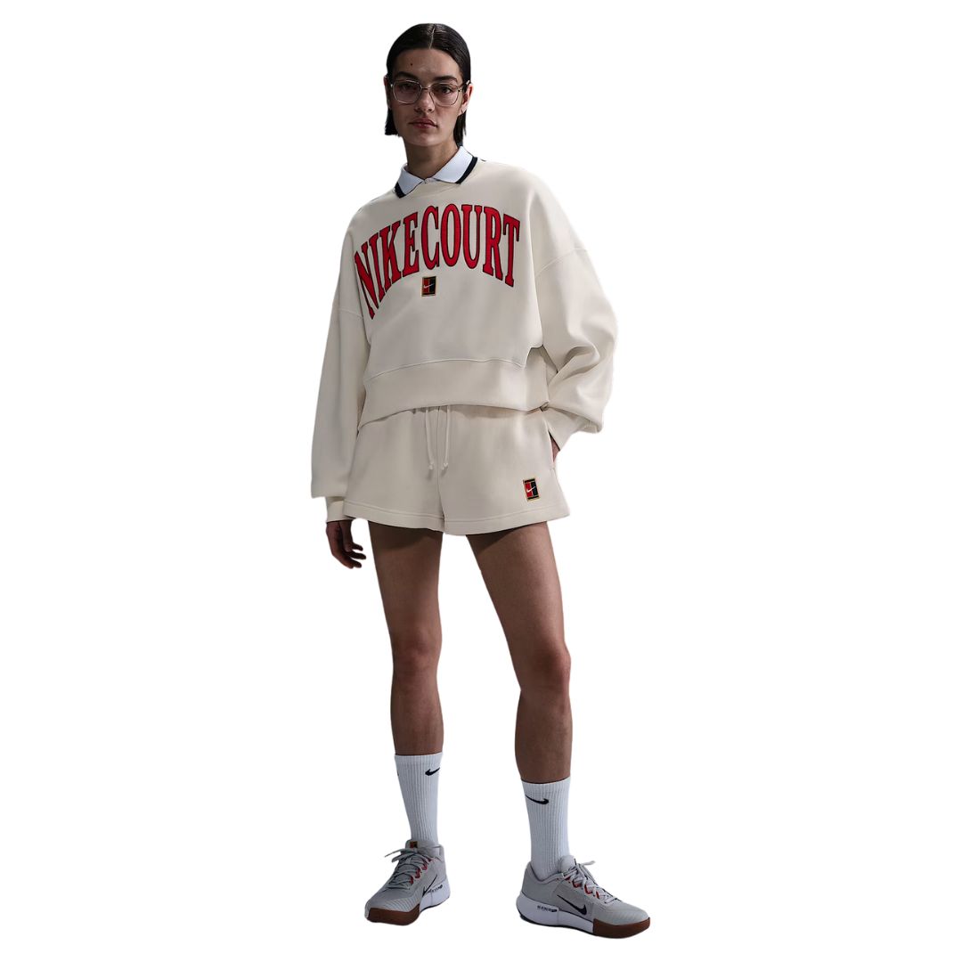 Nike Court Phoenix Fleece Women High-Waisted Loose Shorts Pale Ivory